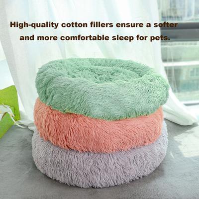 Cozy Round Calming Pet Bed Soft Plush Comfortable Sleep Cotton Filling Thickened Warm Stylish Pet Bed