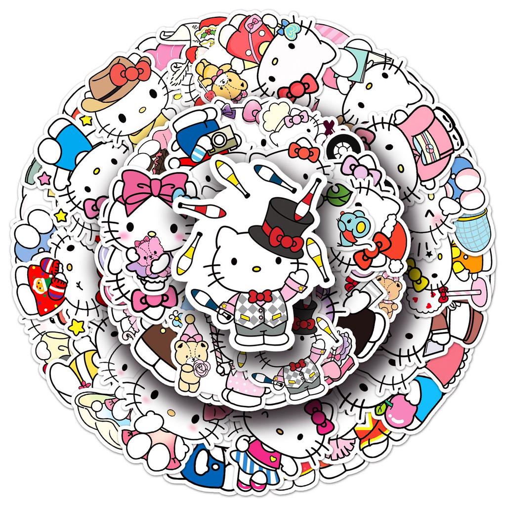 50 Hello Kitty Stickers - Sanrio Japanese Anime for Notebooks, Water Bottles, Planners