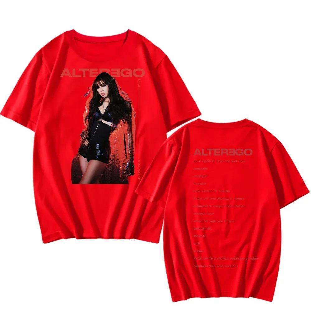 

LISA Alter Ego 2026 Print Tshirt Kpop LISA New Clothes Women_Men High Quality Tshirt Trends Design Aesthetic Top Y2K Tee XXXL синій