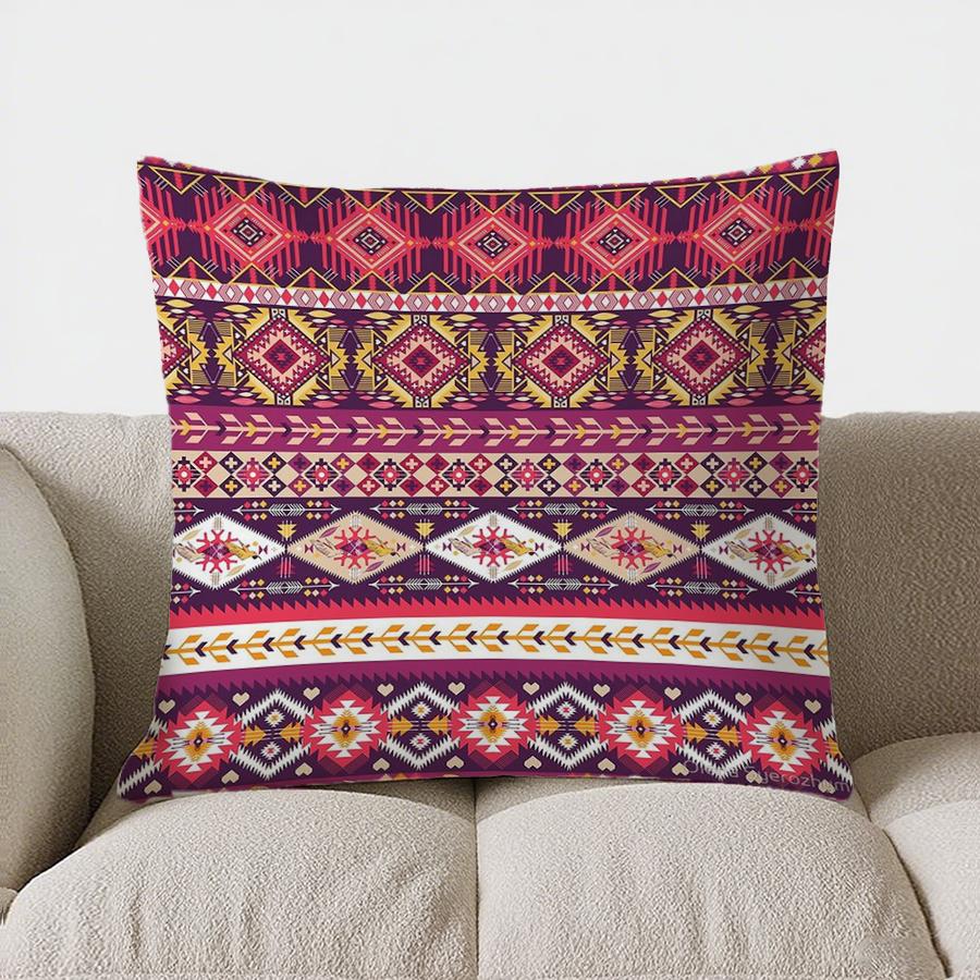 Colorful Geometric Pattern Double-sided Printed pillow cover Short plush Suitable living rooms bedrooms sofa throw cushion cover