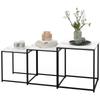 Nesting Side Tables, 3-Piece, Marble Effect, Steel Frame, White