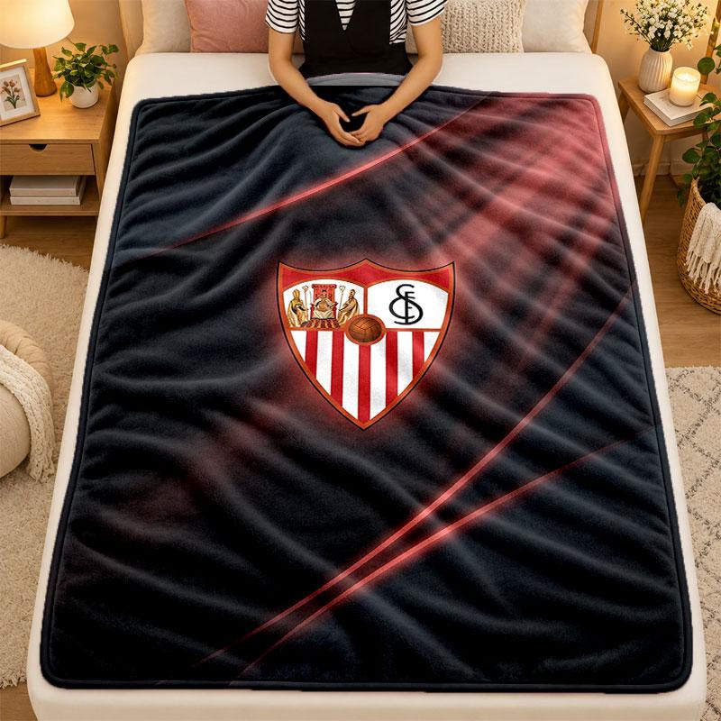 Flannel BlanketSevilla FC Warm Soft Throw Blanket for Indoor Sofa Bed Living Room Use