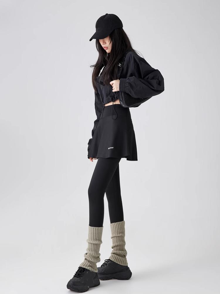 Fleece Leggings Herbst Winter A-Rock Warm Gefälschte Zweiteilige Shark Hosen Frauen Hohe Taille Sport Yoga Nahtlose Leggings