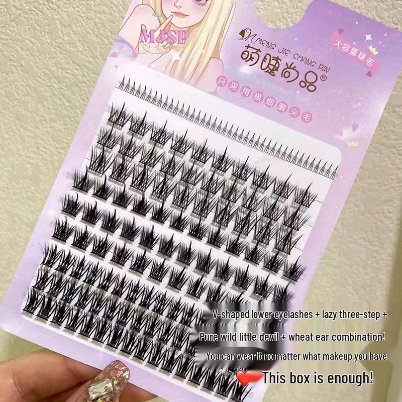 

V-образные ленивые пучки накладных ресниц - Комбо стиль Чистый дьявол и Пшеничный колос