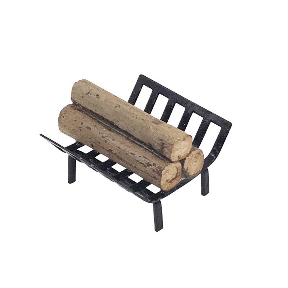 

1/12 Мини Кукольный Домик Модели Черный Металлический Дровяной Стойка Садовый Уличный Держатель Дров