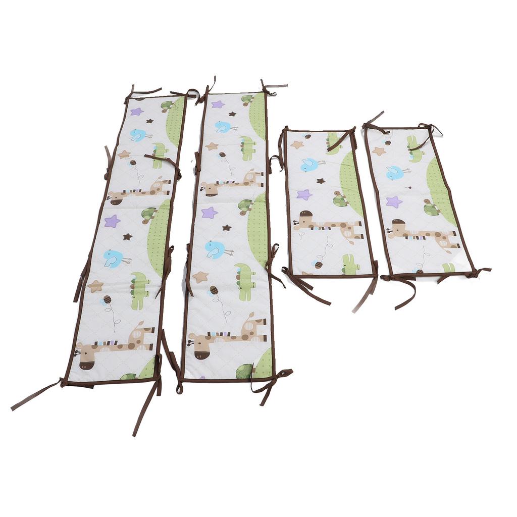 4pcs Baby Cot Bumper Pure Color Breathable Soft Printed Mesh Lining Head Protection Baby Cot