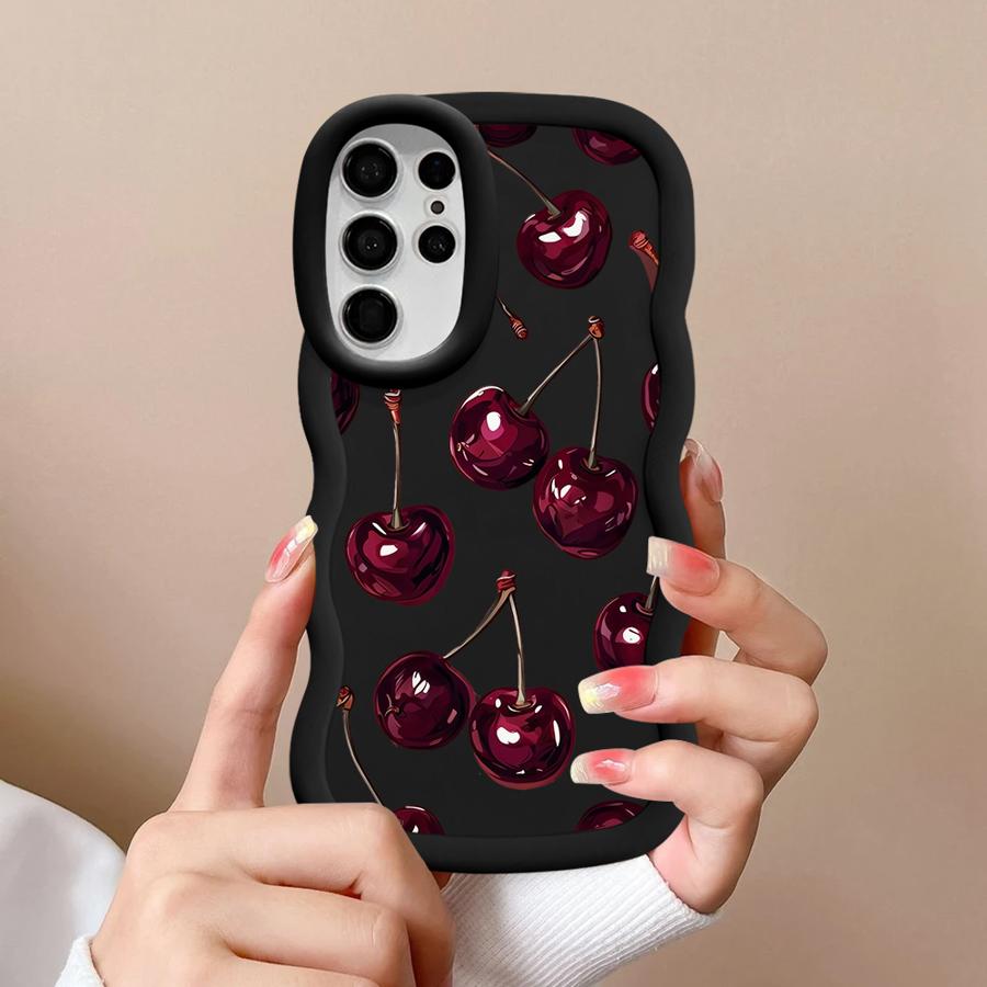 Weiche Handyhülle für Samsung Galaxy A25 S23 Plus S24 A26 S20 FE S22 Ultra S25 S21 A24 A54 A35 A55 A36 A34 Frucht Kirsche