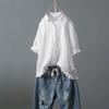 Summer fashion new style women's clothing, cotton and linen casual single-breasted ruffled shirt