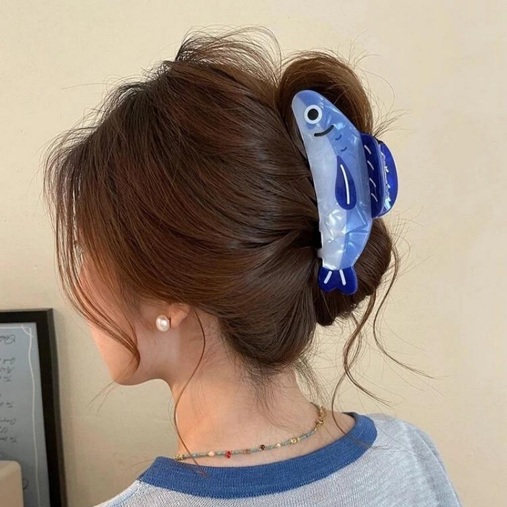 Cartoon Sardine Hair Clips Fun Sea Animal Design Shark Dolphin PVC Hair Claw for Women Girls Party Gifts 9.5/13cm
