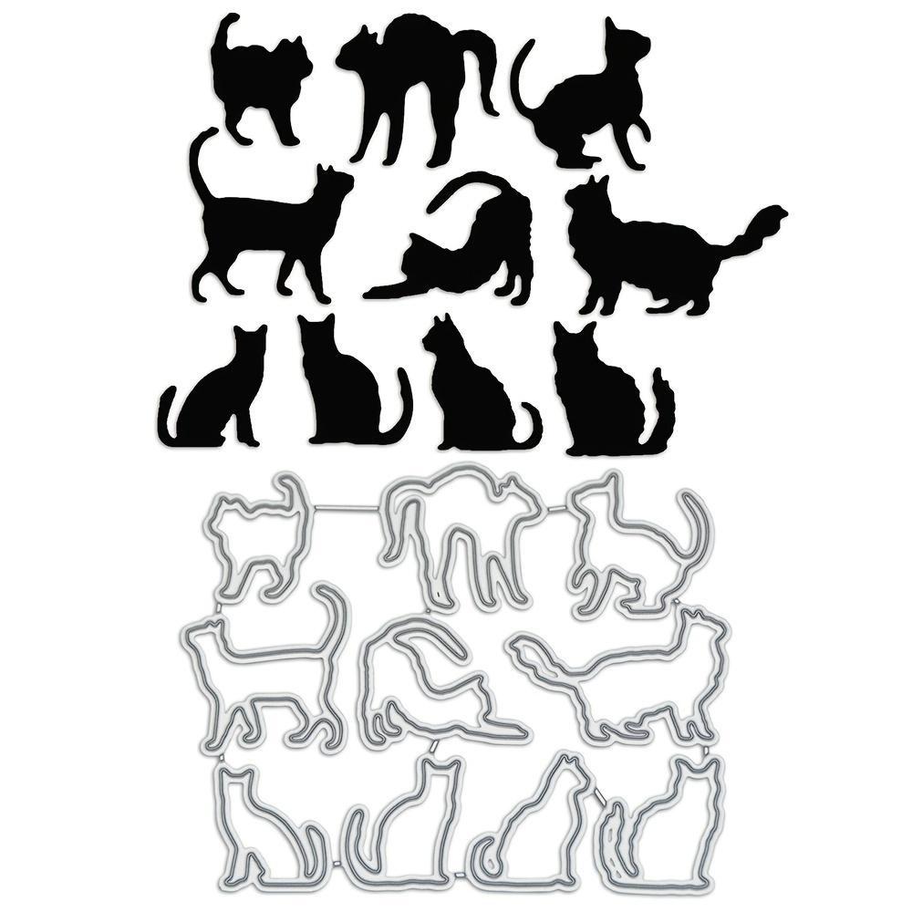 10pcs Cat Metal Cutting Dies Stencil for DIY Scrapbooking Photo Album Embossing Paper Cards Crafts Diecuts
