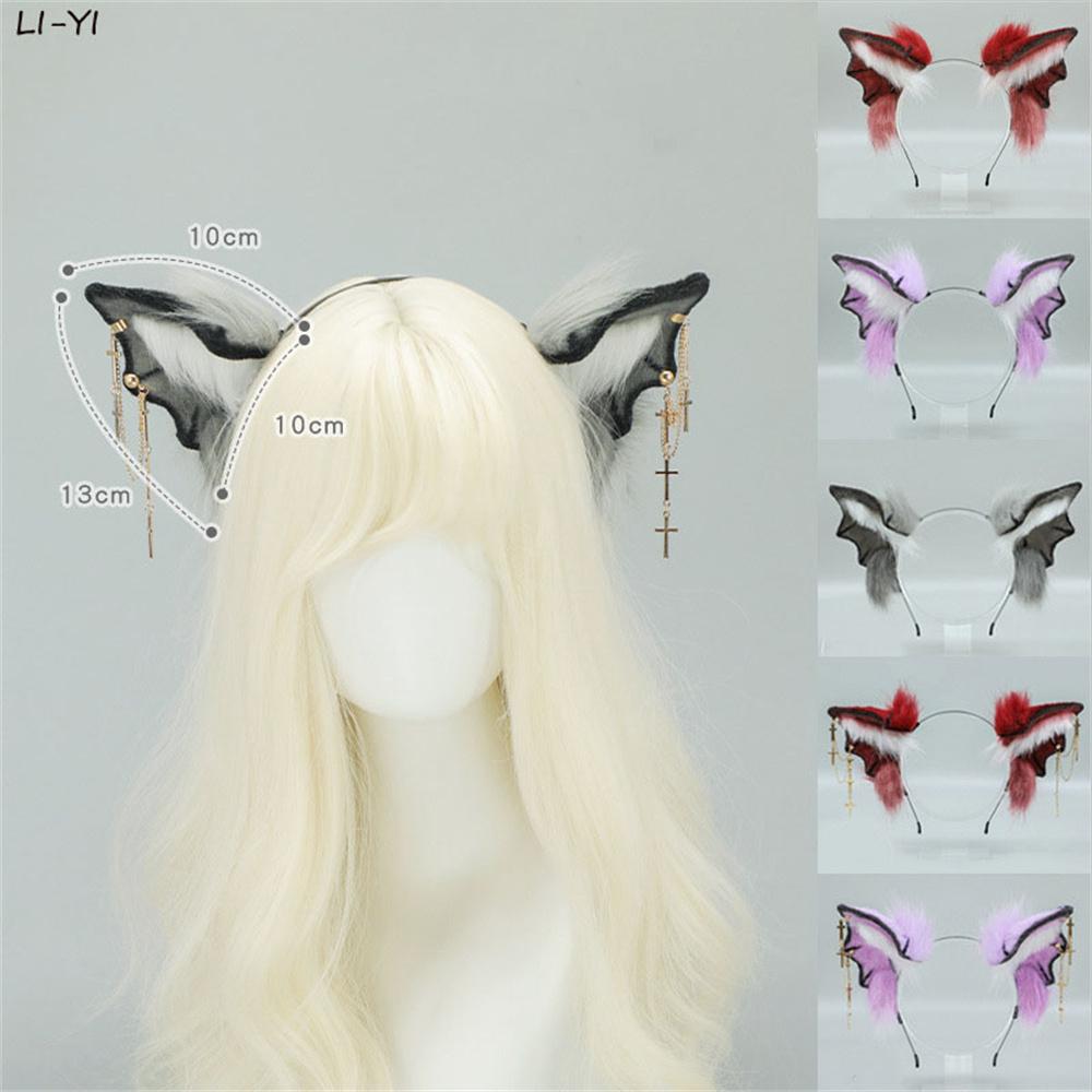 Halloween Fluffy Bat Wing Hairband Demon Cosplay Prop Subculture Animal Beast Ear Gothicism Headpiece Role Playing Headgear