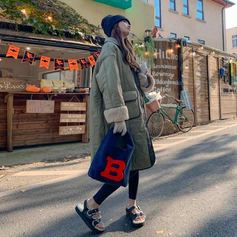 Mid-length Cotton Coat for Women, Thickened Winter New Style, Lamb Wool Lining and Velvet Pie Overcoat, Cotton Coat and Jacket