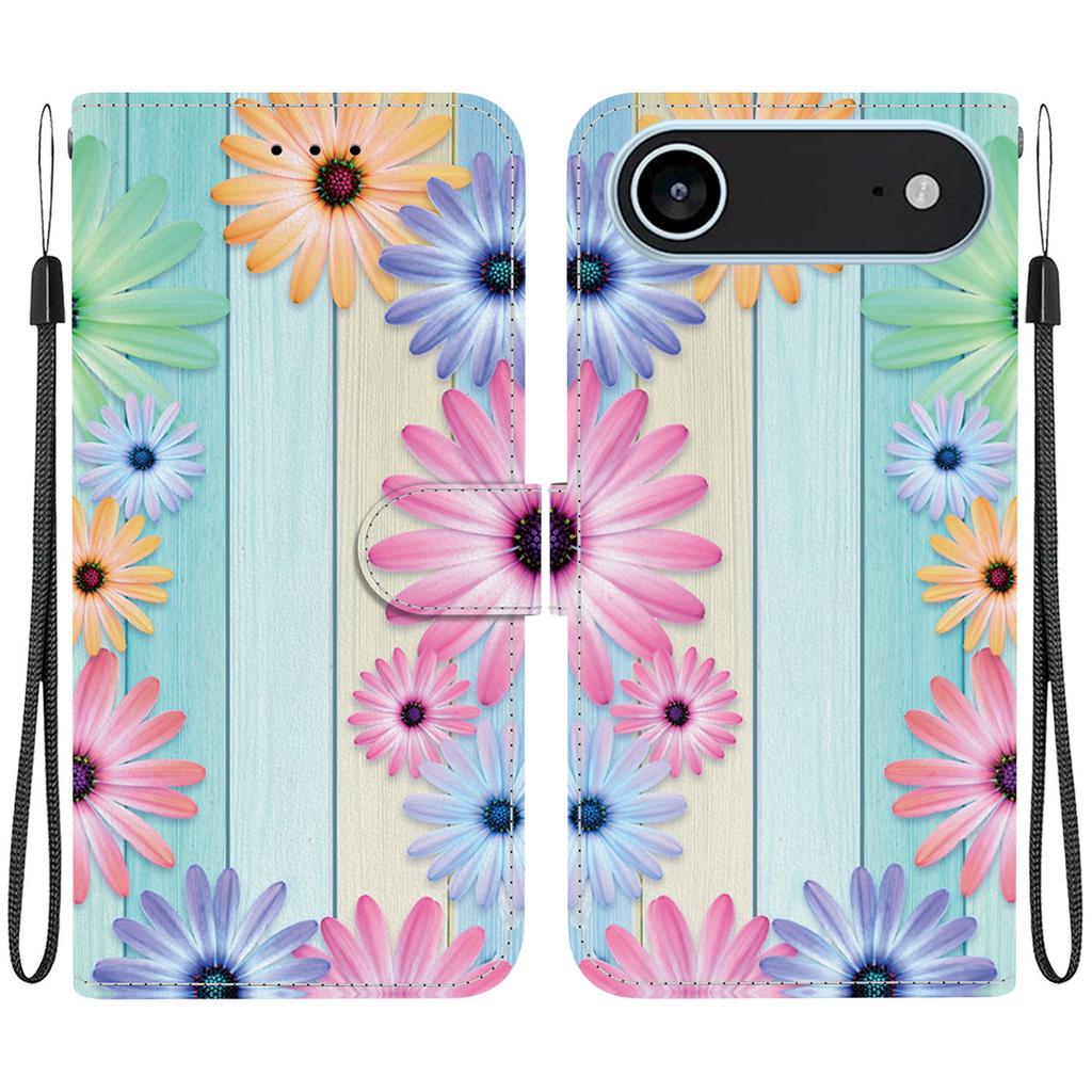 For iPhone 17 Air Case Pattern Printing Anti-Drop Leather Flip Wallet Phone Cover with Lanyard