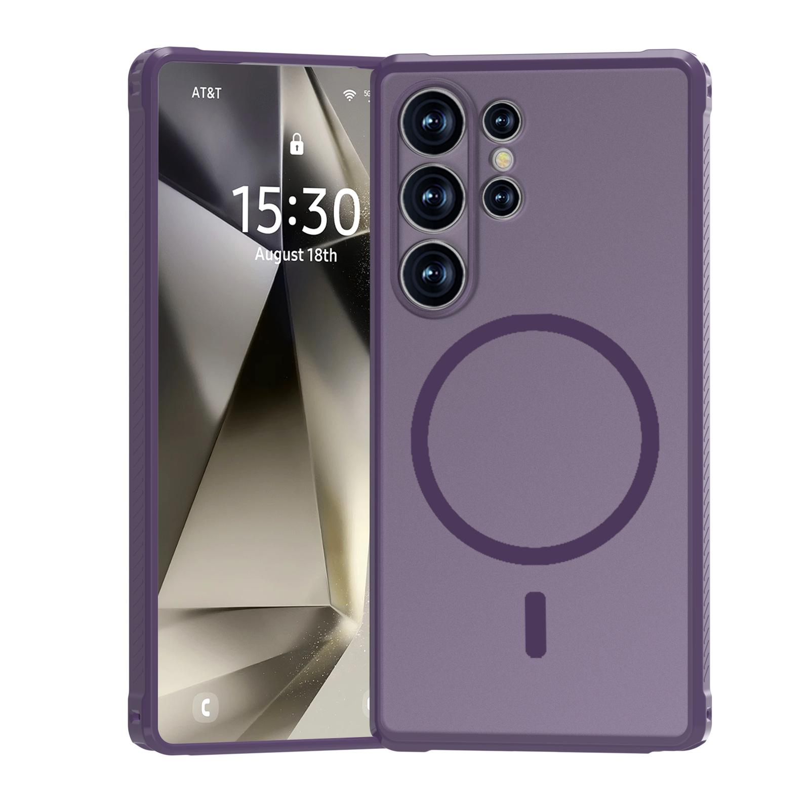 

Подходит для Samsung S25UItra Матовый чехол для мобильного телефона с ощущением кожи Противоударный Полупрозрачный Магнитный чехол Защитный чехол S25