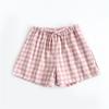 Paar Pyjamas Sommer Baumwolle Gaze Shorts japanischen Stil einfache elastische Taille lässig große Gitter Männer und Frauen Heimhosen