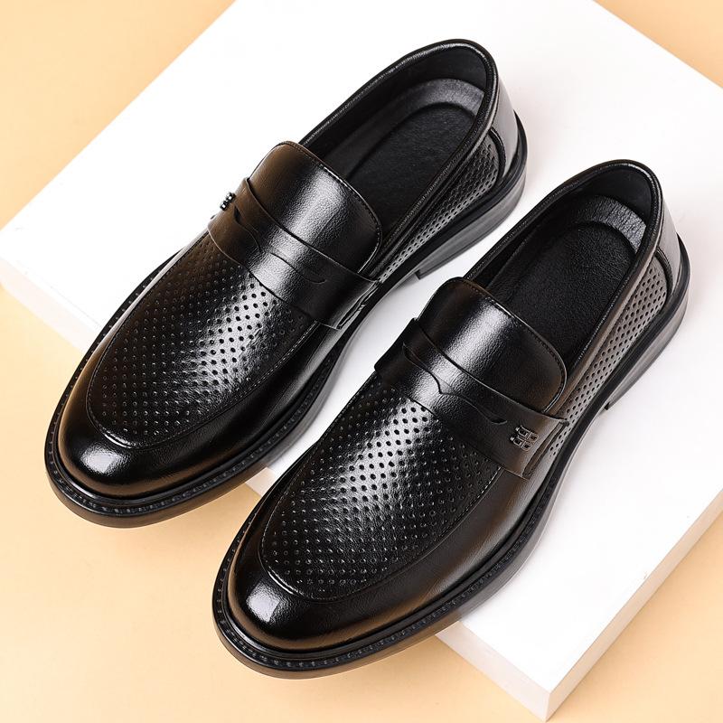 

Loafers fashion leather shoes men s hollow feet breathable Doudou shoes 2025 37