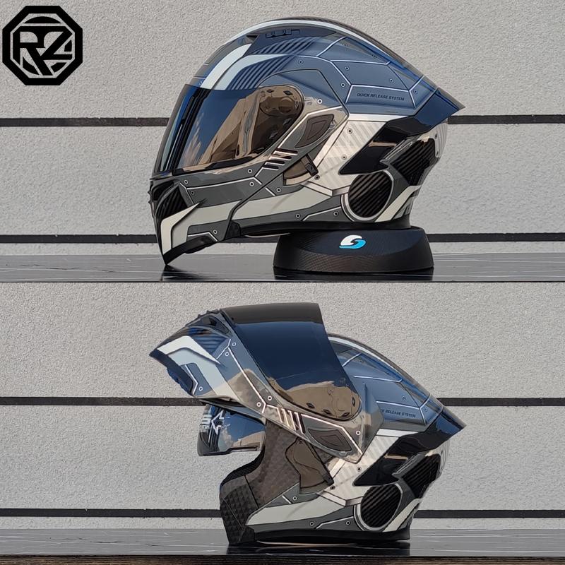 High Quality Motorcycle Helmet Dual Lens Flip Racing Helmet Knight Head Protector DOT Approved Casco Abierto De Moto Para Hombre