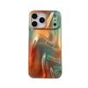 Fashion Simple Orange Green Color Smudging Silk Satin Texture Glossy Phone Case Suitable for iPhone 17 Pro 16 15 14 13 Pro Max