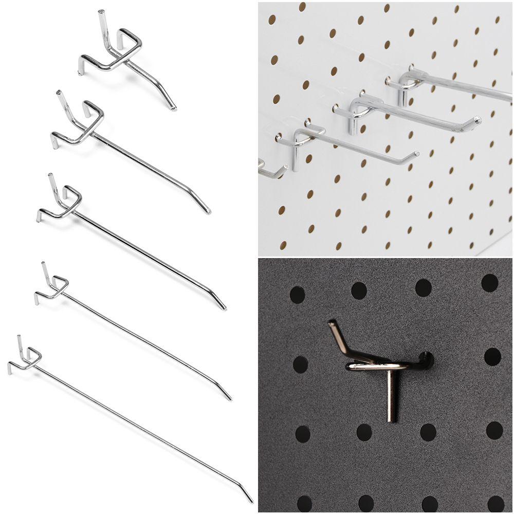 5Pcs Display Hooks Storage Racks Practical Hang Fits Goods Shelf Perforated Panel Peg Board Hooks Durable Metal Holder