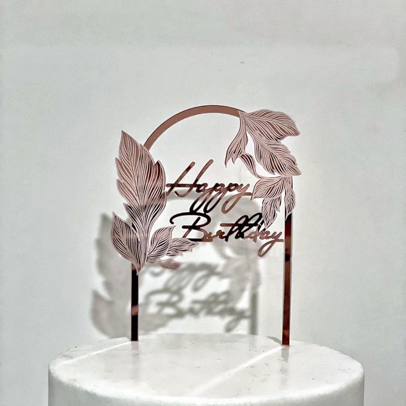 

1Pc Leaf Shaped Acrylic Cake Picks (Gold, Silver, Rose Gold) for Birthday Party, Wedding Banquet Decoration C