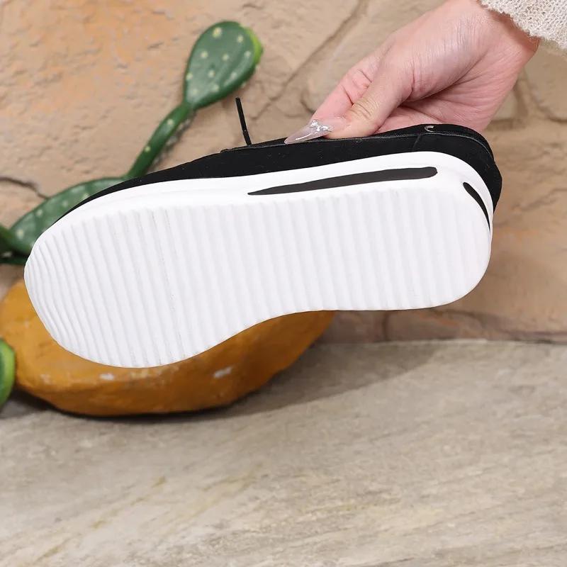 Fashion 2025 Casual Sneakers Women's Shoes New Plus Size Border Design Low Top Thick Bottom Lazy Shoes Comfortable Athletic Footwe