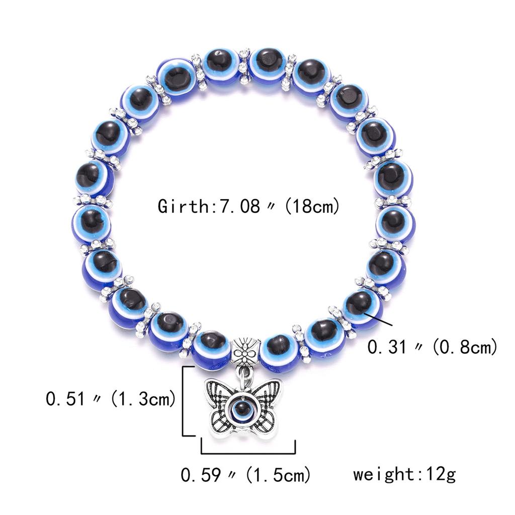 Vintage Classic Turkish Lucky Evil Eye Bracelet For Women Men Blue Evil Eye Palm Butterfly Owl Elaphant Pendant Bracelet Jewelry