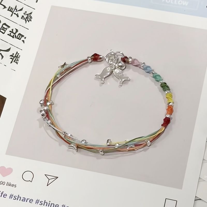 

Сделай сам Браслет «Радужная рыбка» ручной работы Плетеный шнурок для переноски в виде веера «СИНСИН» Набор материалов из разноцветной веревки Бисероплетение Креативный подарок diy material bag [rainbow small fish bracelet] 2