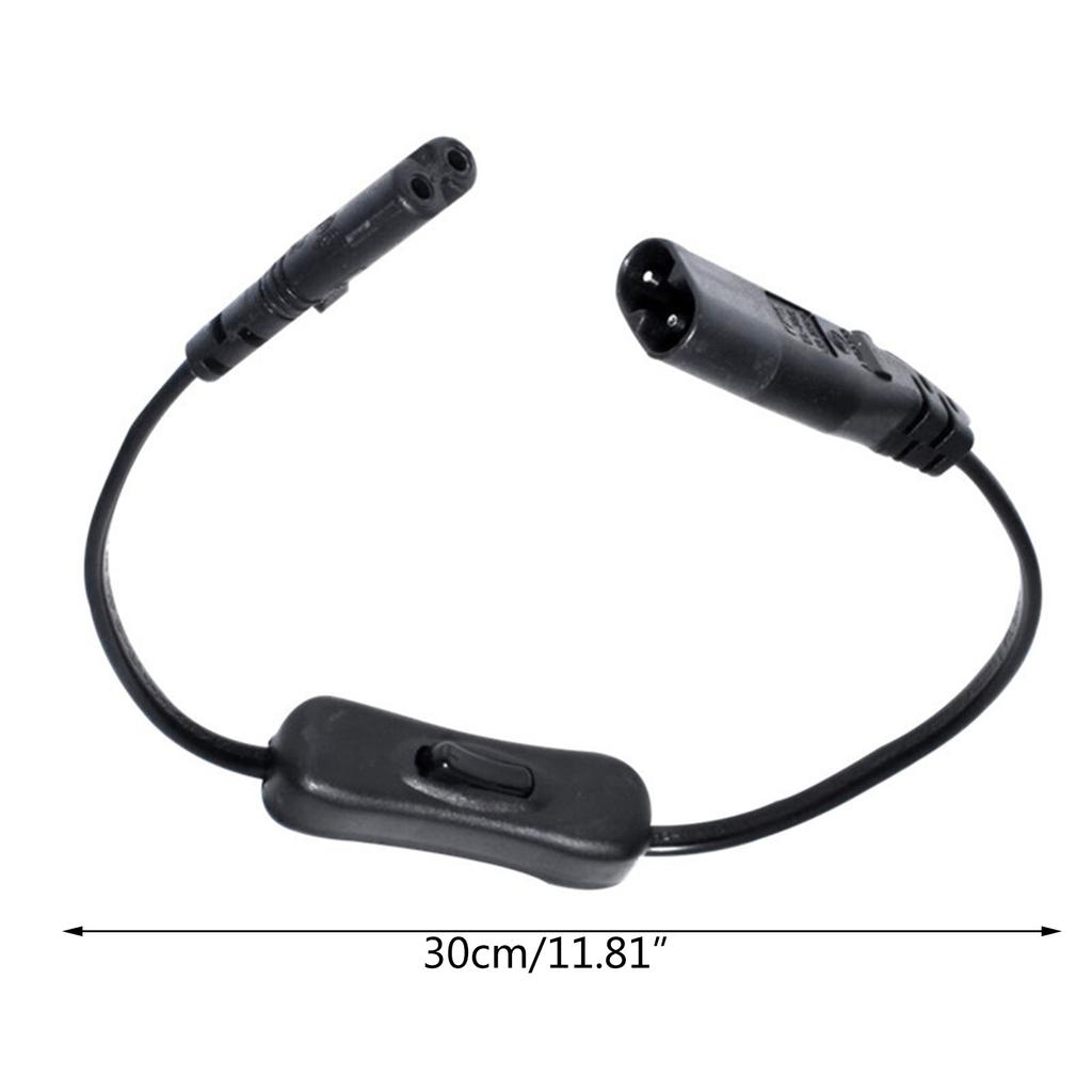 2-poliges IEC 320 C7 Stecker auf C8 Buchse Figur 8 Stromadapterkabel Verlängerungskabel mit Schalter für Lautsprecher Drucker Scanner