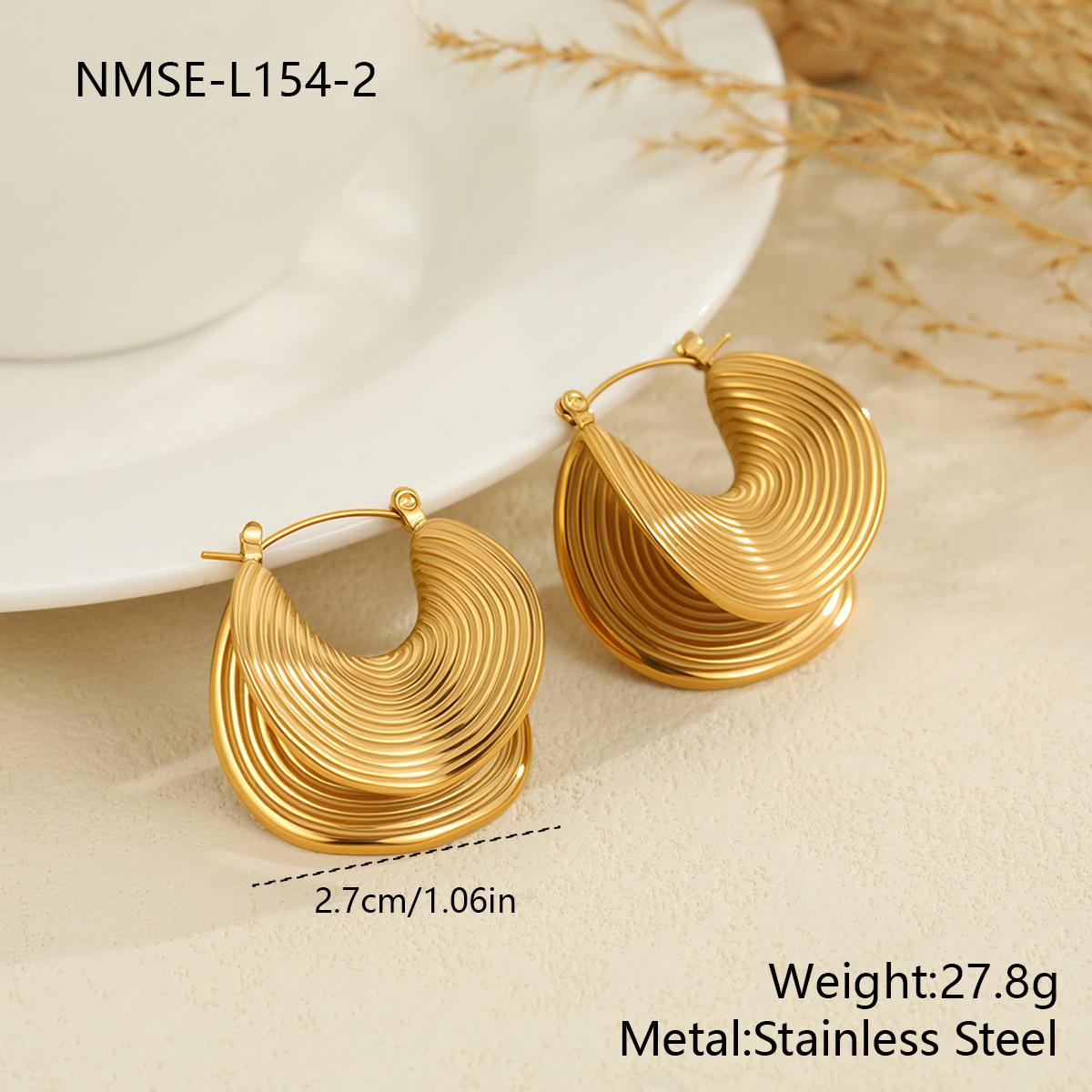 GEMCHIC Women s Geometric Fan Design Stainless Steel Earrings Double Layer Dangle Ear Cuff