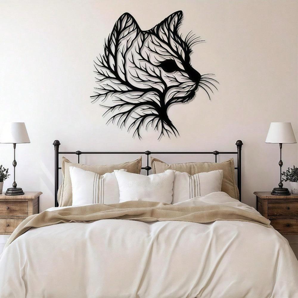 Metallbaum-Silhouette Wanddeko Schwarz Elegant Wohnkunst für Wohnzimmer Schlafzimmer