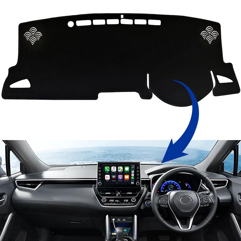 Toyota Corolla Cross Dashboard Flame Blocks of UV Compatible with Two Vehicle Sun Interior Accessories (10 Series) Mat, Retardant, Hand-Stitched, 99%