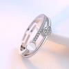 Fashion Ladies Crystal Love Heart Adjustable Open Rings Jewelry