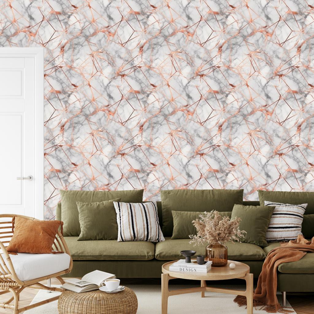 Marble Wallpaper Light Gray and Beige for Living Room and Bedroom 50x1000