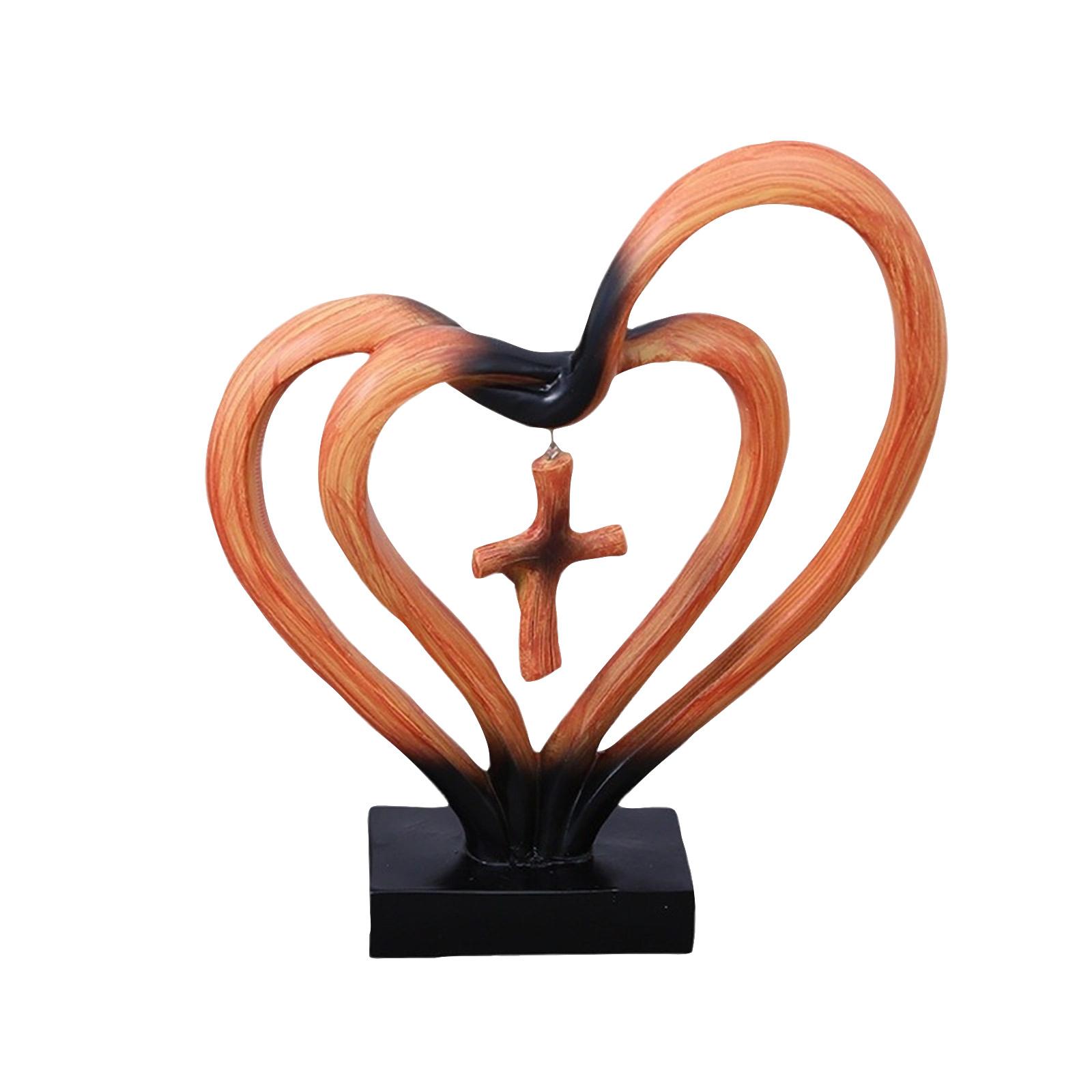 

Resin-woven Heart And Cross Wedding Sculpture One Size коричневий