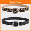 Leopard Pattern Leather Belt With Electroplated Buckle For Casual Women