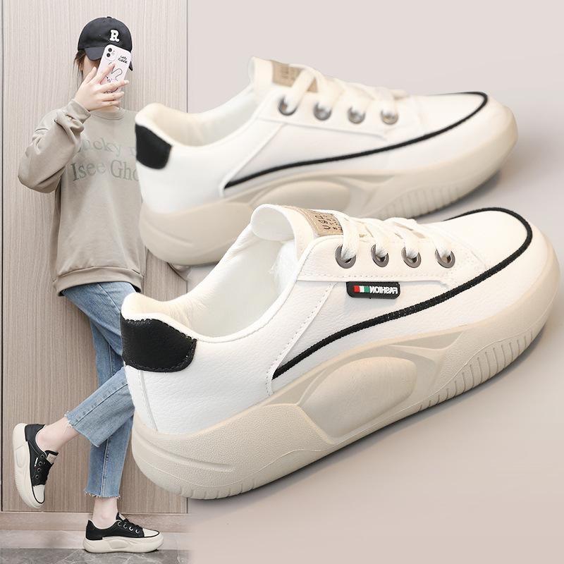 [Customized] F5858 new simple casual women's shoes spring and autumn Korean version breathable board shoes heightened thick sole versatile