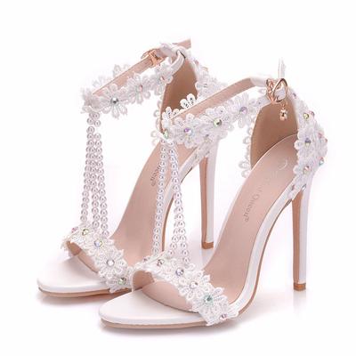 white buckle heels