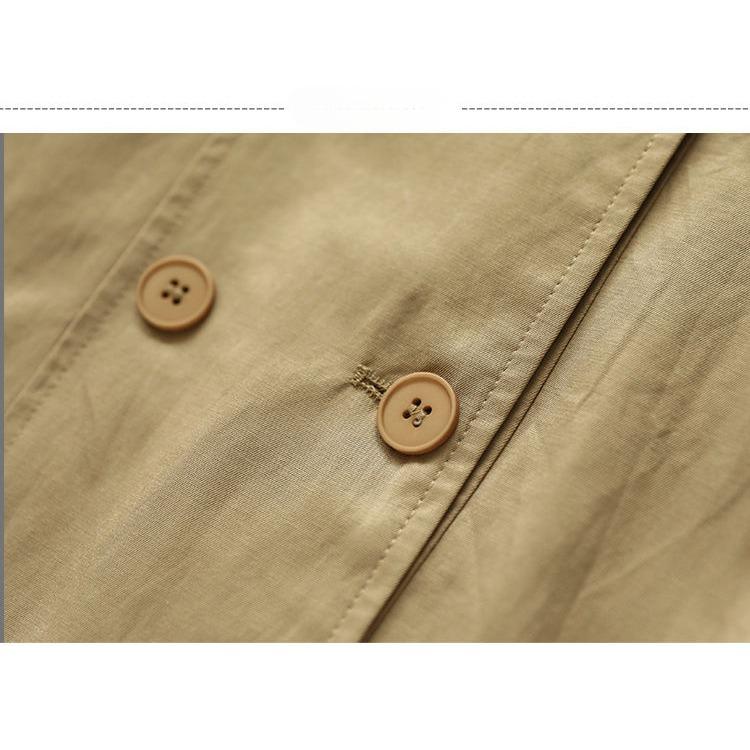 Fashion Loose Drawstring Trench Coat Double-Breasted Casual Loose Short Jacket Women's Cotton Top Spring Autumn