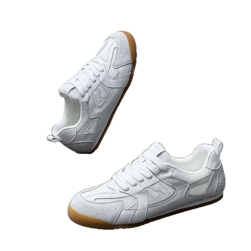 New Spring and Summer Men's Shoes Low-top Lace-up Mesh White Shoes Men's Versatile Soft-soled Breathable Casual Trendy Shoes
