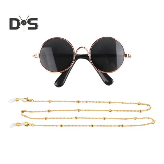 

Солнцезащитные очки для кошек, ретро-очки для домашних животных с золотой цепочкой для кошек и маленьких собак, костюмы для домашних животных, аксессуары для фотосессий и вечеринок с косплеем A