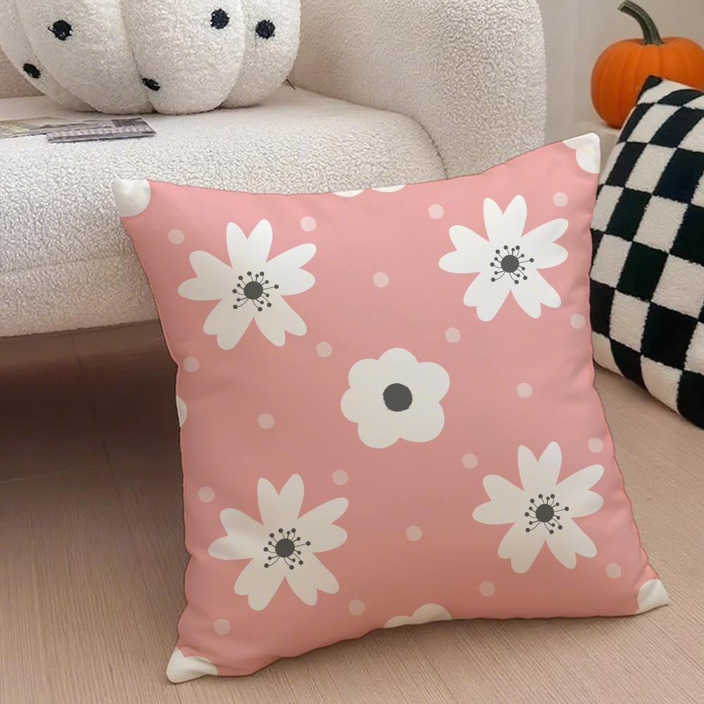 Spring and Summer Floral Cushion Cover Throw Pillow Cover Hidden Button Durable Polyester Chair Cushion
