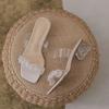 Slides Rhenstone Summer Crystals Sandals High Up To 5cm Heel Shoes for Women 2025 Off White Woman Slippers Clear Jewels Designer