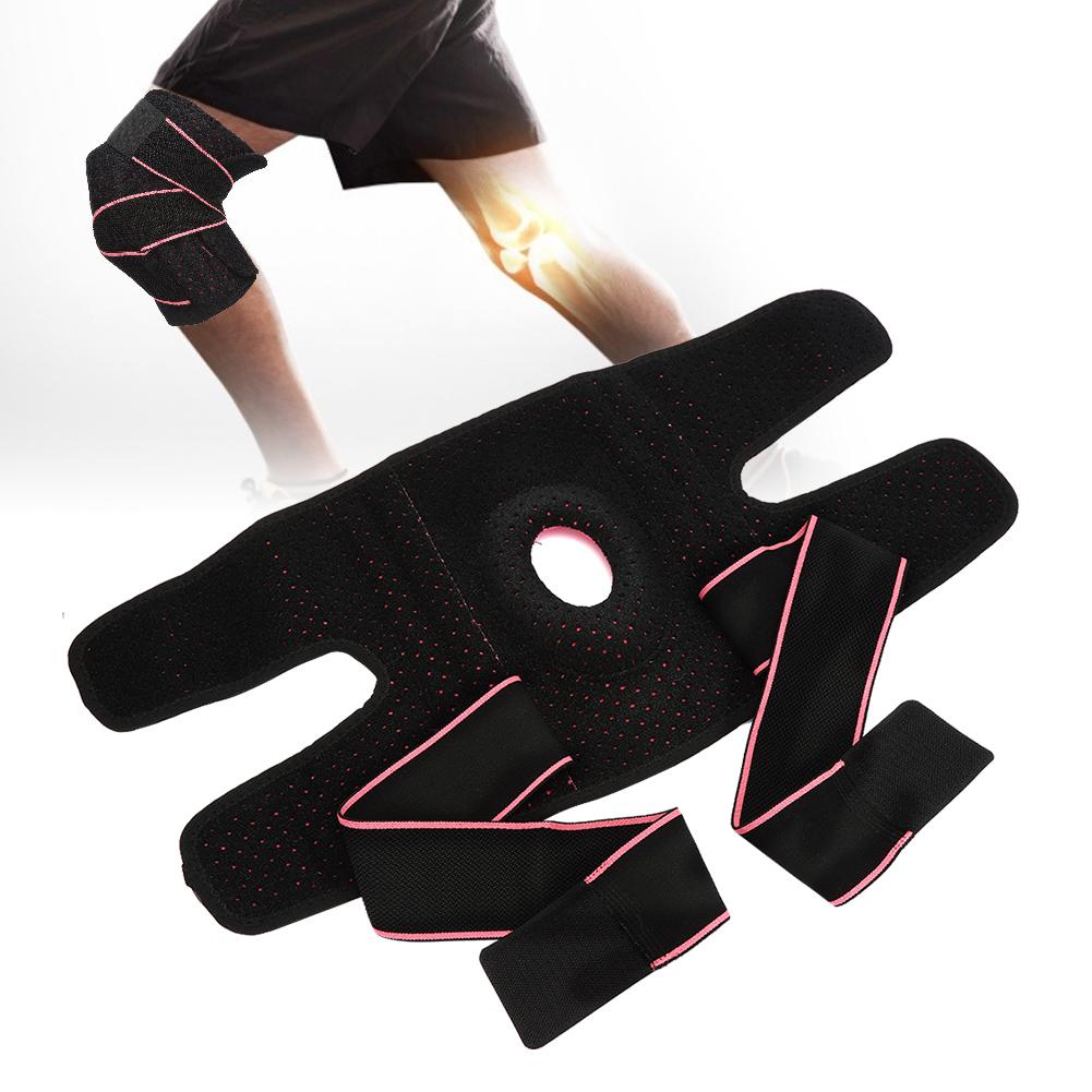 1pc Knee Brace with Side Stabilizers Breathable Sports Knee Support Protector(Black Pink )
