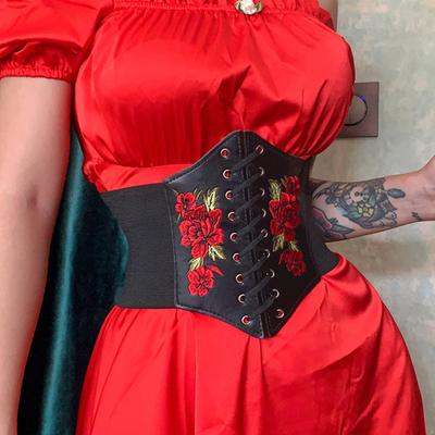 Corsé Corto Bustier Ajustado con Cordones Diseño de Rosa Corsé para Mujer para Fiesta