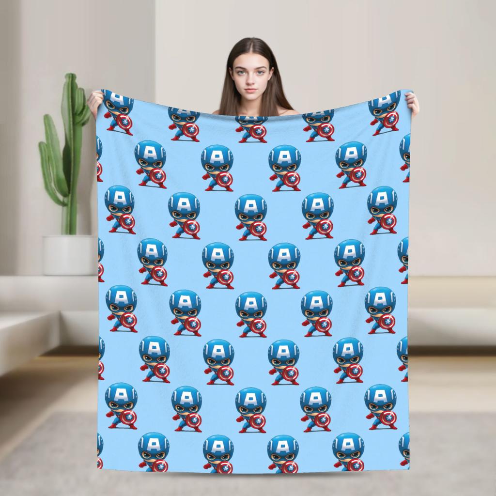 Captain America Flannel Blanket  Funny Throw Blanket for Bed Sofa Couch 150*125cm Plush Thin Quilt