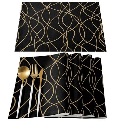 Set di Runner da Tavola Geometrici in Lino, Tappetini Lavabili Resistenti al Calore per Cucina, Sala da Pranzo, Feste, Decorazioni per la Casa