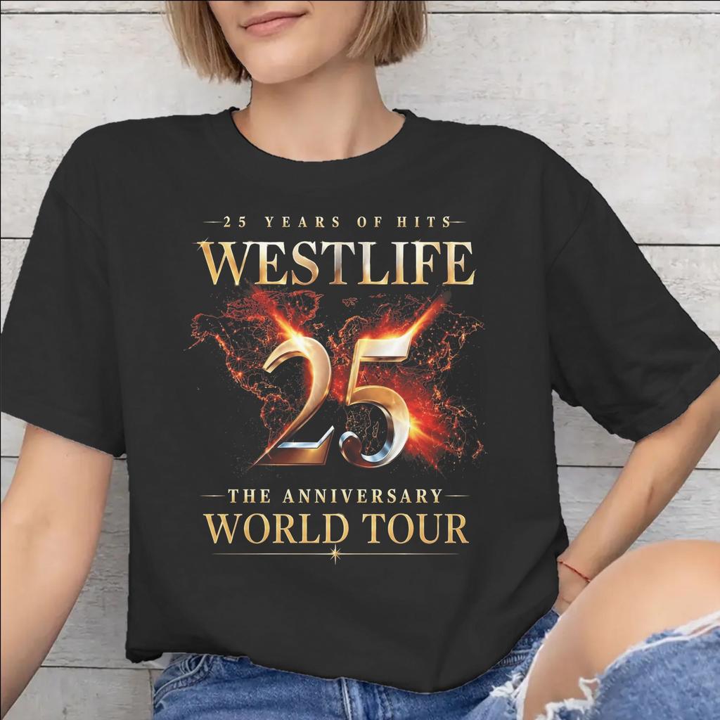 Westlife 25th Anniversary Tour 2026 Tee Shirt for Women Graphic Print T Shirts 100% Cotton Clothing