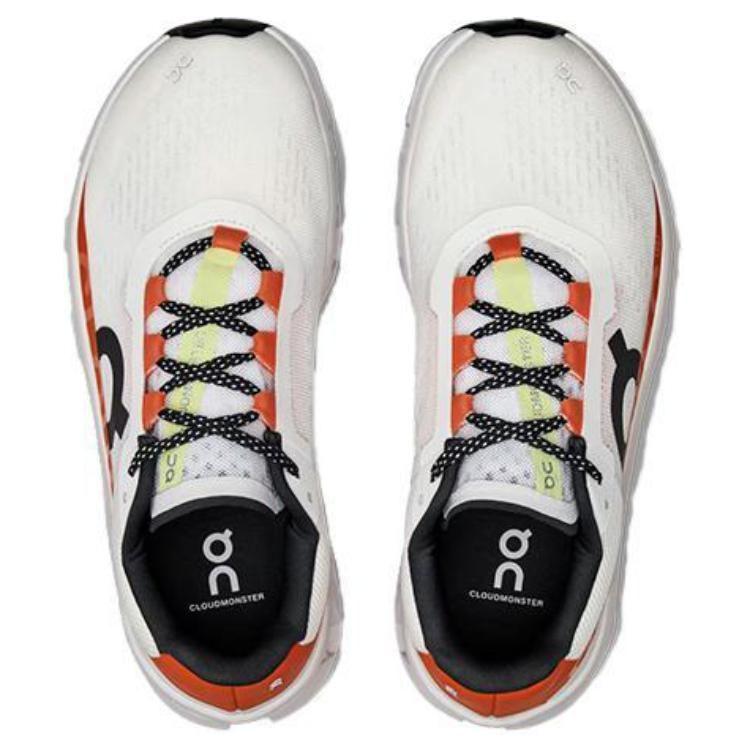 On Cloudmonster Abrasion Resistant Low Top Carbon Plate Long Distance Running Shoes Women's White Orange 61.98083