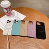 Suitable for IP16PM Phone Cases, Fine Ring Magnetic Attraction Apple 14/13 Simple Solid Color Glossy Silicone Protective Case