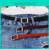 Solid Simple Color Metal Buckle Decor Women Waist Belt With No Design Punching